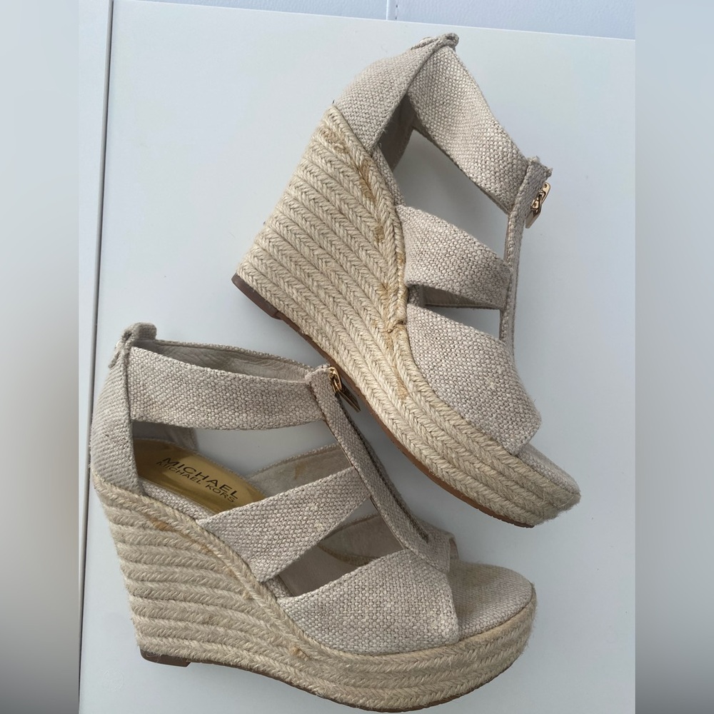 Michael Kors Beige Wedge Sandals